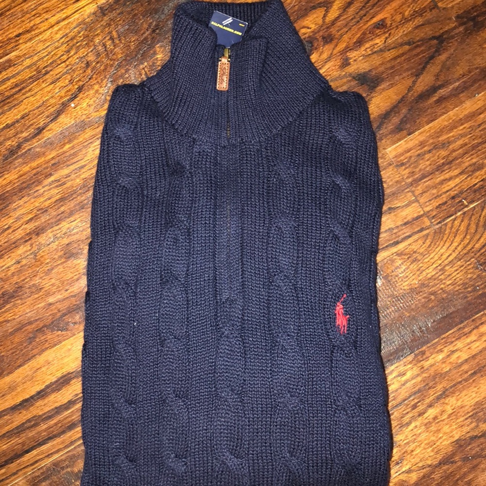 Cable knit polo